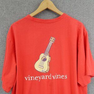 Vineyard Vines Birmingham Guitar Whale Pocket T-Shirt - Size XL Coral Pink